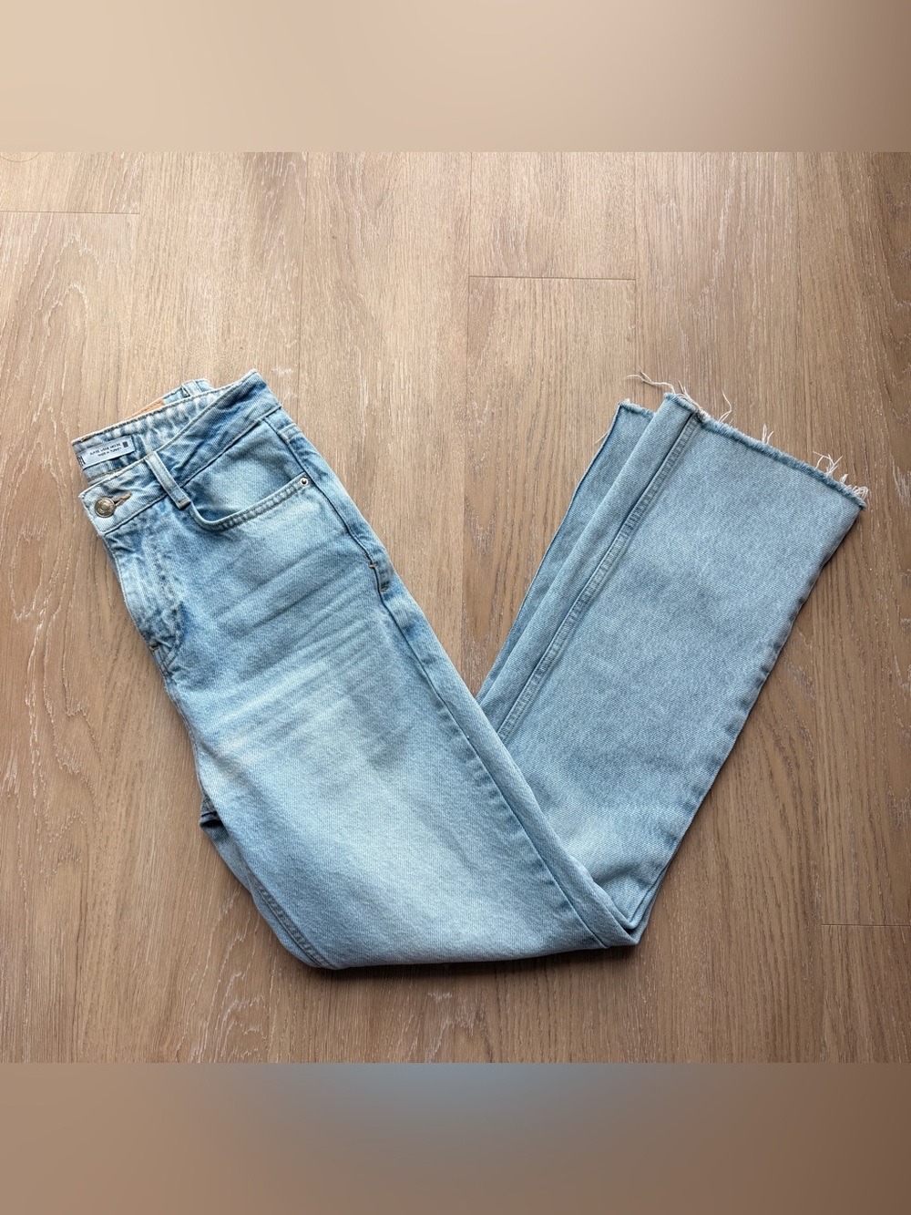 Zara light wash straight ankle jeans